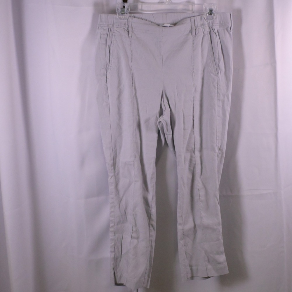 J.Jill Women's Gray Linen Pull-On‎ Ankle Pants Medium Petite 32x24